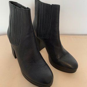 EILEEN FISHER HARP CHELSEA BLACK LEATHER ANKLE BOOTS SIZE 9 1/2